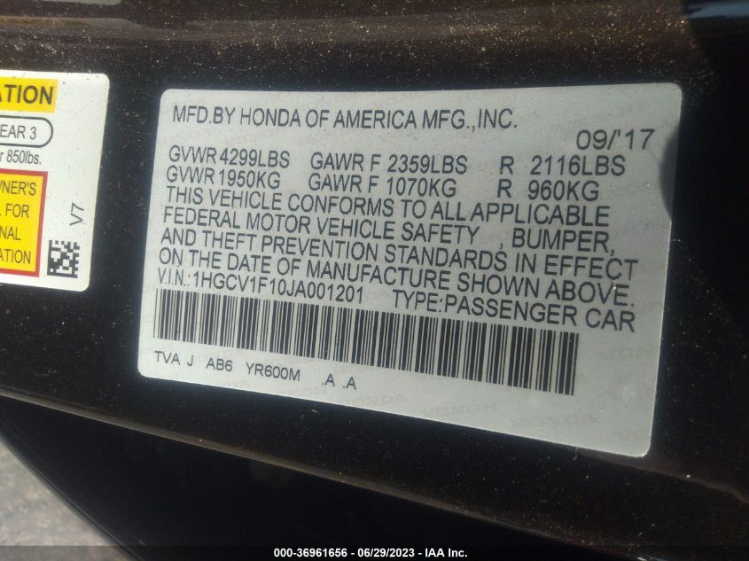 2018 HONDA ACCORD SEDAN LX 1.5T - 1HGCV1F10JA001201