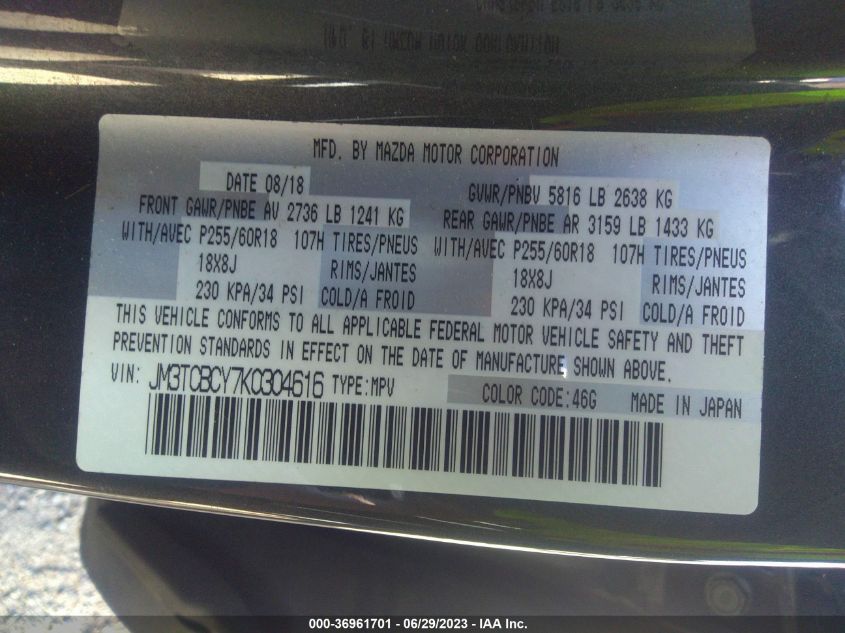 2019 MAZDA CX-9 TOURING - JM3TCBCY7K0304616