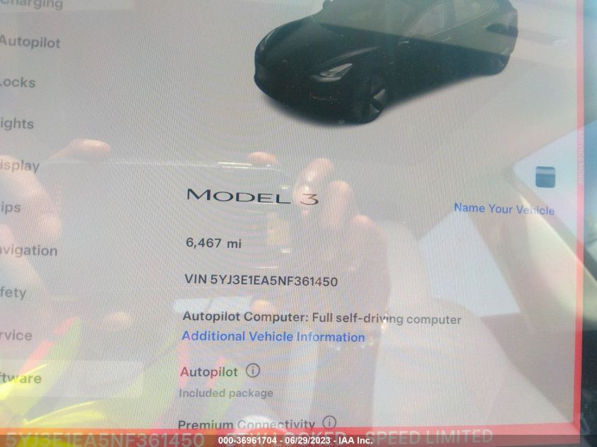 2022 TESLA MODEL 3 - 5YJ3E1EA5NF361450