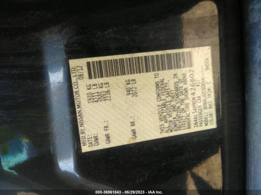 2013 NISSAN ALTIMA 2.5 SV - 1N4AL3AP9DN426602