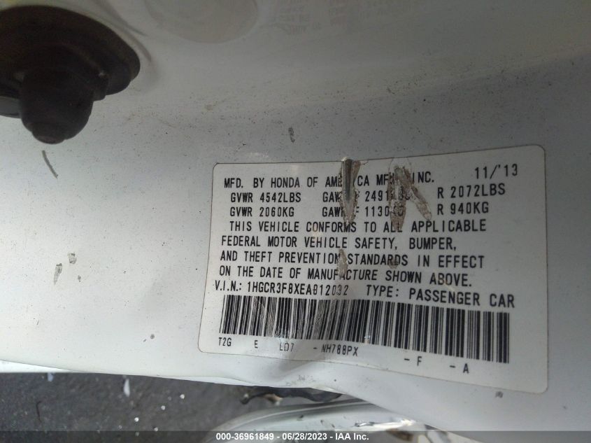 2014 HONDA ACCORD SEDAN EX-L - 1HGCR3F8XEA012032