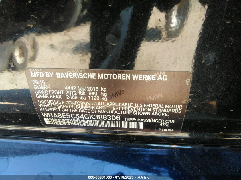 2016 BMW 3 SERIES 328D - WBA8E5C54GK388306