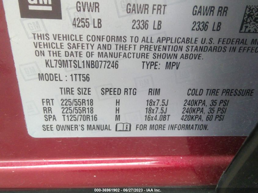 2022 CHEVROLET TRAILBLAZER RS - KL79MTSL1NB077246