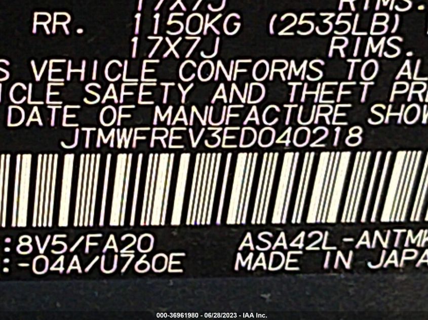 2014 TOYOTA RAV4 XLE - JTMWFREV3ED040218