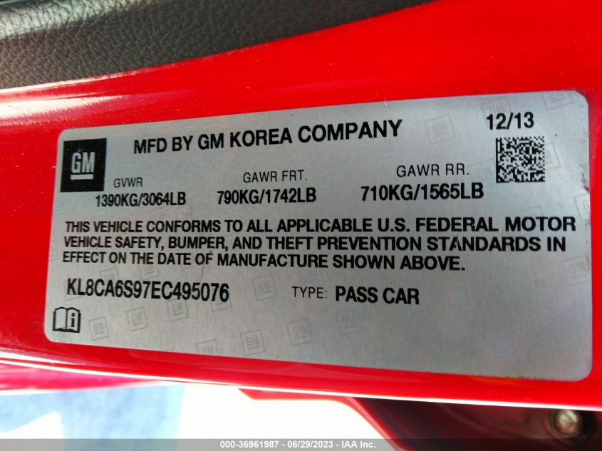 2014 CHEVROLET SPARK LS - KL8CA6S97EC495076