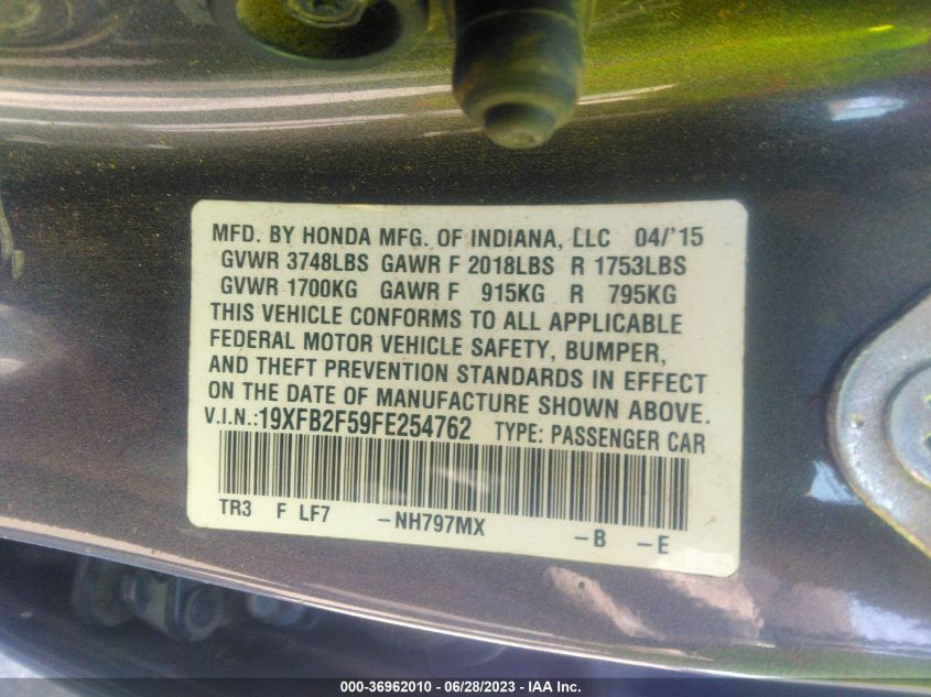2015 HONDA CIVIC SEDAN LX - 19XFB2F59FE254762