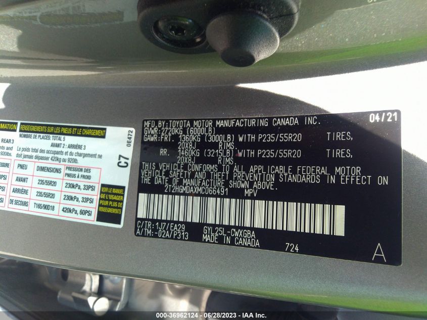 2021 LEXUS RX RX 450H - 2T2HGMDAXMC066491