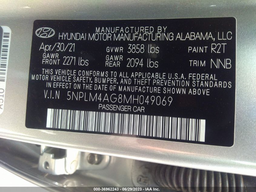 2021 HYUNDAI ELANTRA SEL - 5NPLM4AG8MH049069