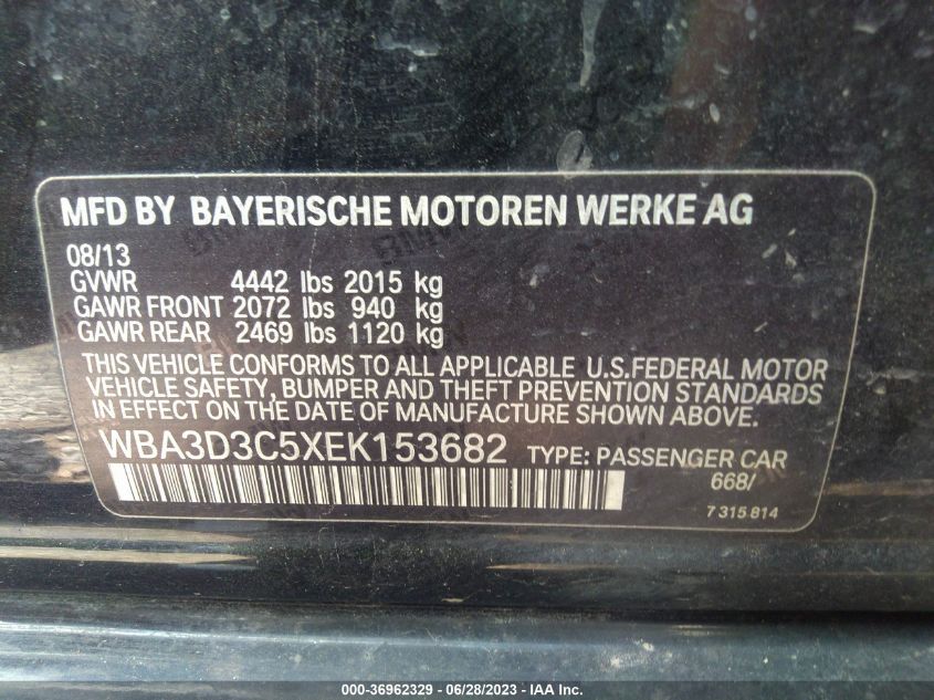 2014 BMW 3 SERIES 328D - WBA3D3C5XEK153682