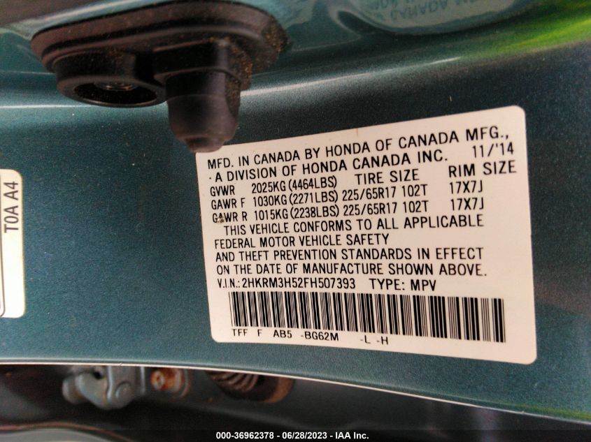 2015 HONDA CR-V EX - 2HKRM3H52FH507393