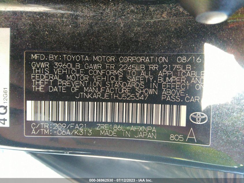 2017 TOYOTA COROLLA IM - JTNKARJE1HJ525347