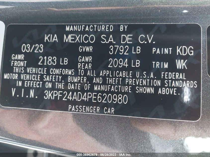 2023 KIA FORTE LX/LXS - 3KPF24AD4PE620980