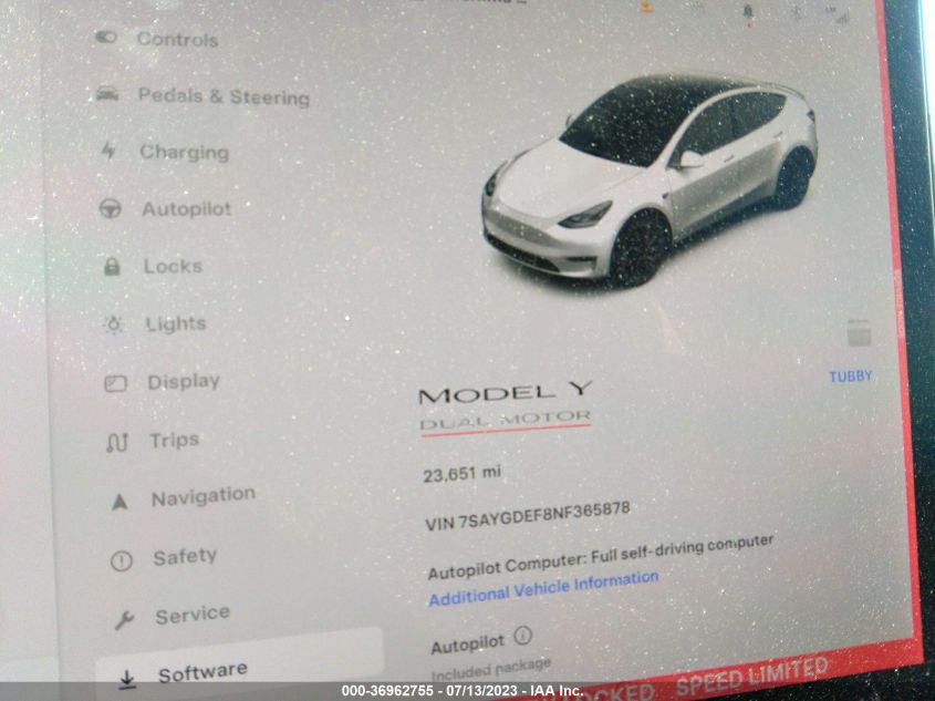 2022 TESLA MODEL Y PERFORMANCE - 7SAYGDEF8NF365878