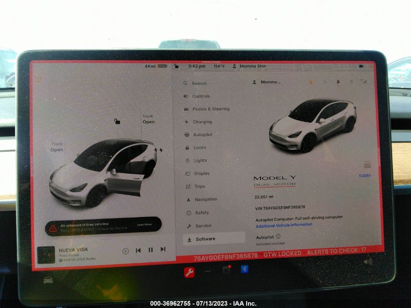 2022 TESLA MODEL Y PERFORMANCE - 7SAYGDEF8NF365878