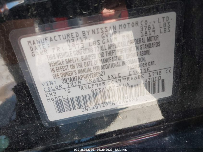 2017 NISSAN SENTRA S - 3N1AB7AP9HY286521