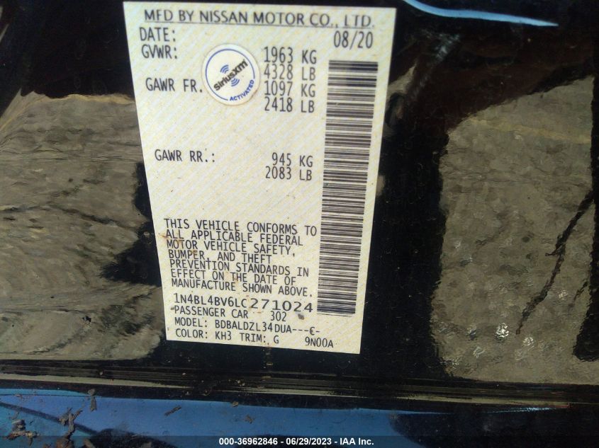 2020 NISSAN ALTIMA 2.5 S - 1N4BL4BV6LC271024