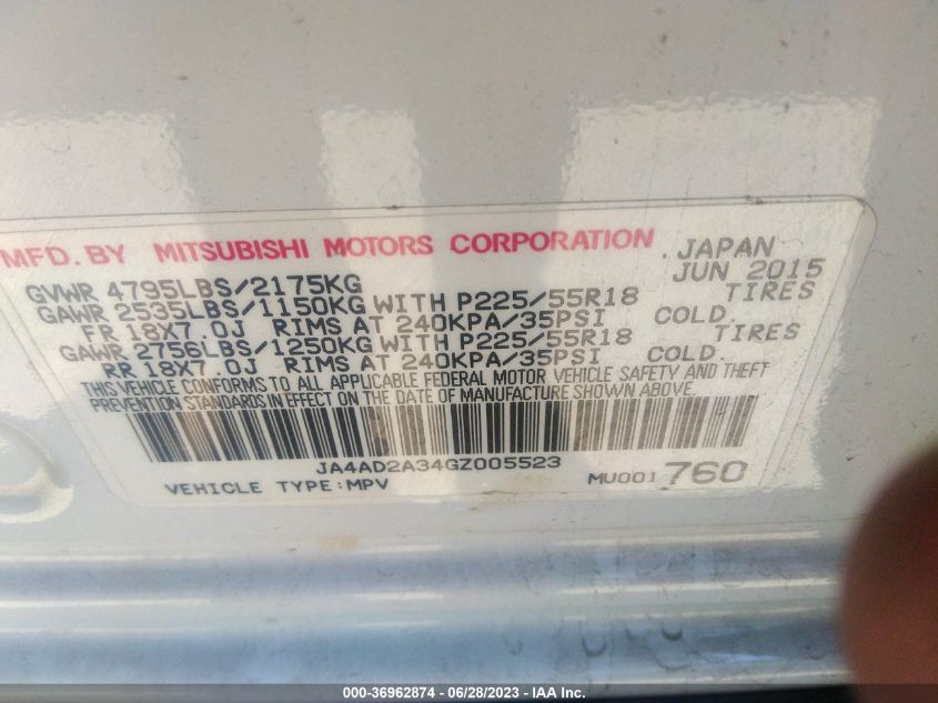 2016 MITSUBISHI OUTLANDER ES - JA4AD2A34GZ005523
