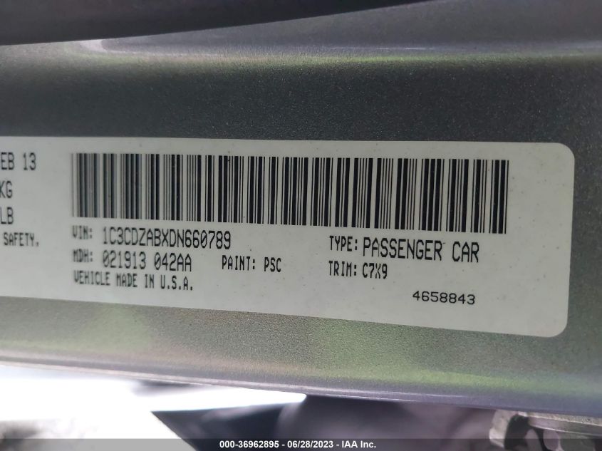 2013 DODGE AVENGER SE - 1C3CDZABXDN660789