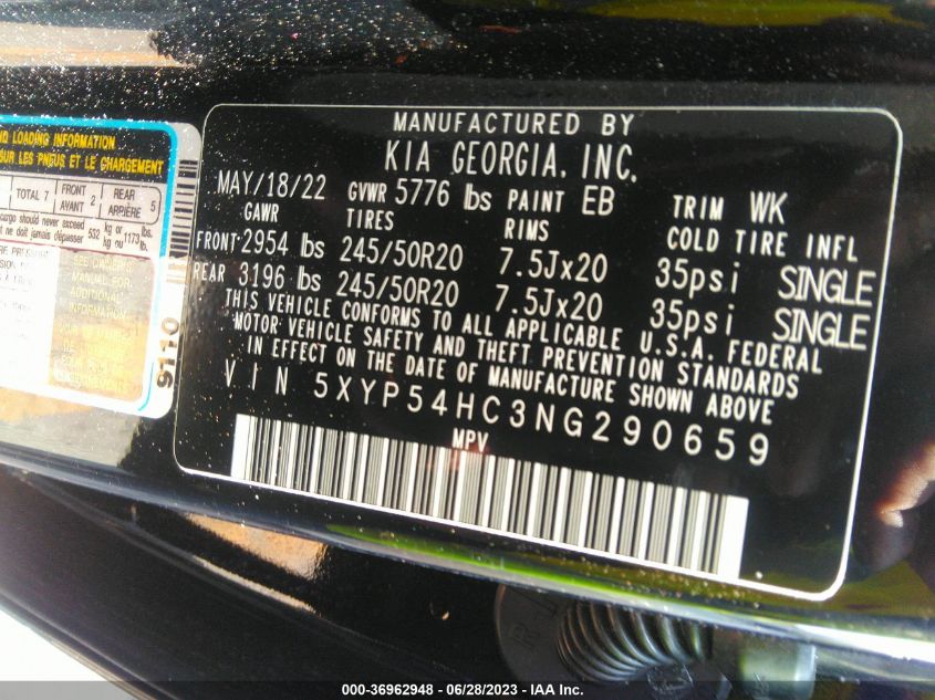 2022 KIA TELLURIDE SX - 5XYP54HC3NG290659