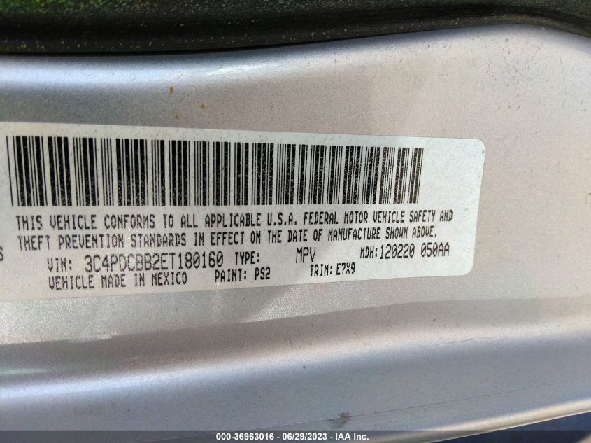 2014 DODGE JOURNEY SXT - 3C4PDCBB2ET180160