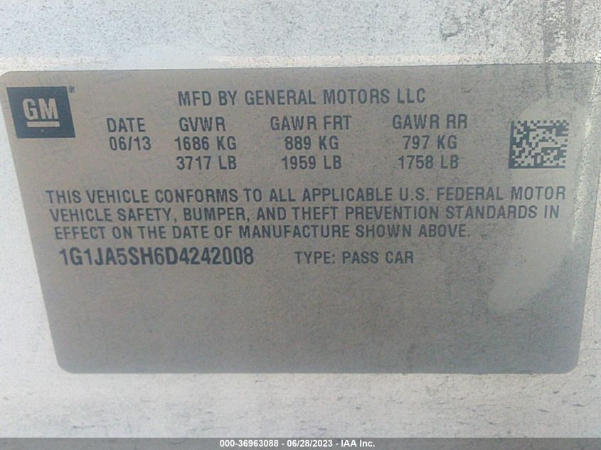 2013 CHEVROLET SONIC LS - 1G1JA5SH6D4242008