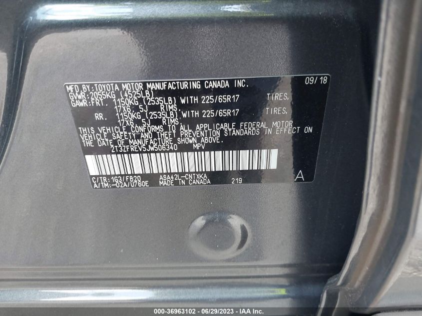 2018 TOYOTA RAV4 LE - 2T3ZFREV5JW506340