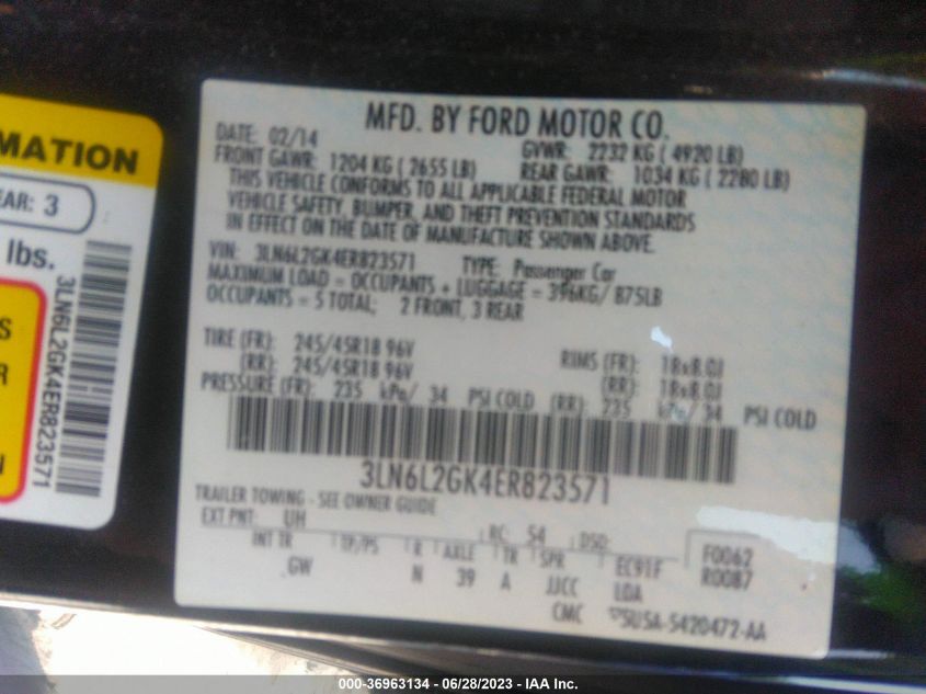 2014 LINCOLN MKZ - 3LN6L2GK4ER823571
