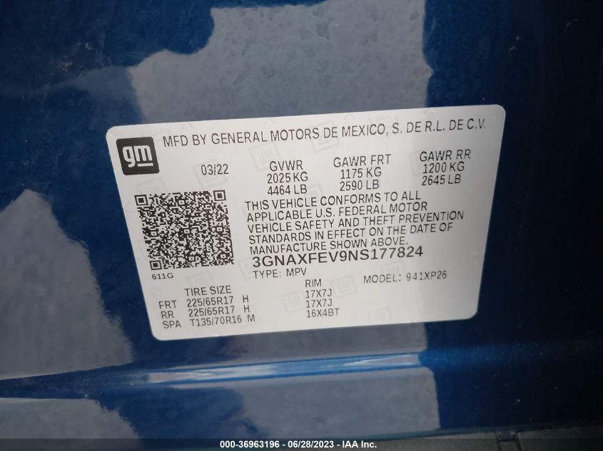 2022 CHEVROLET EQUINOX LS - 3GNAXFEV9NS177824