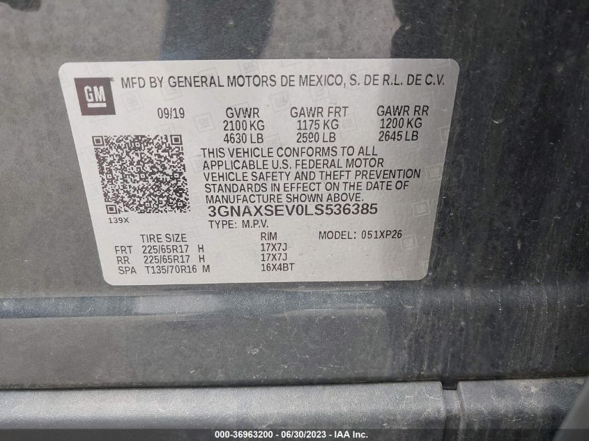 2020 CHEVROLET EQUINOX LS - 3GNAXSEV0LS536385