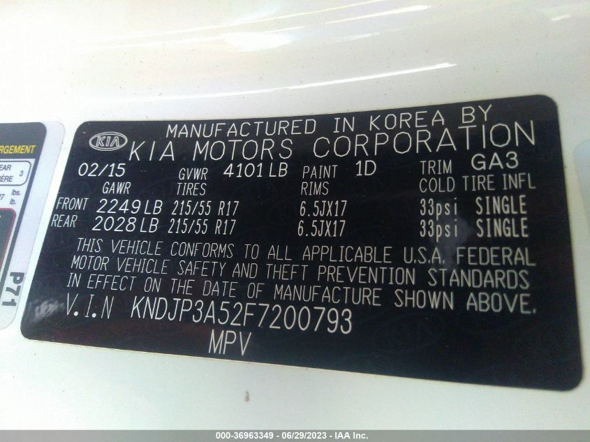 2015 KIA SOUL + - KNDJP3A52F7200793