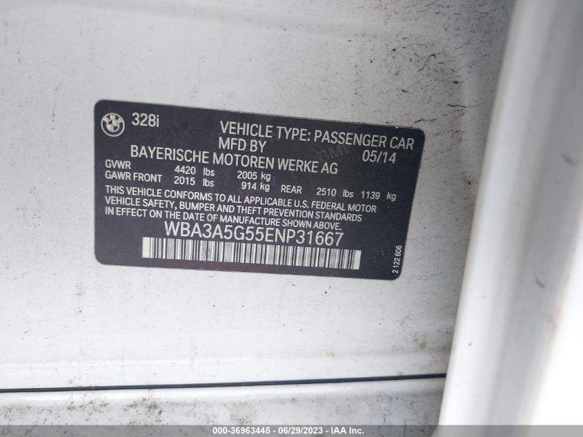 2014 BMW 328I WBA3A5G55ENP31667