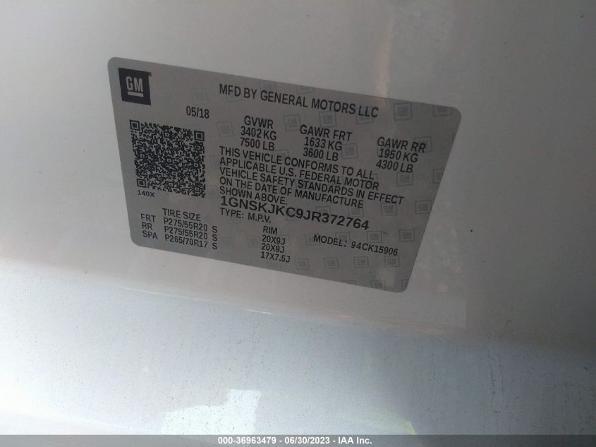 2018 CHEVROLET SUBURBAN PREMIER - 1GNSKJKC9JR372764