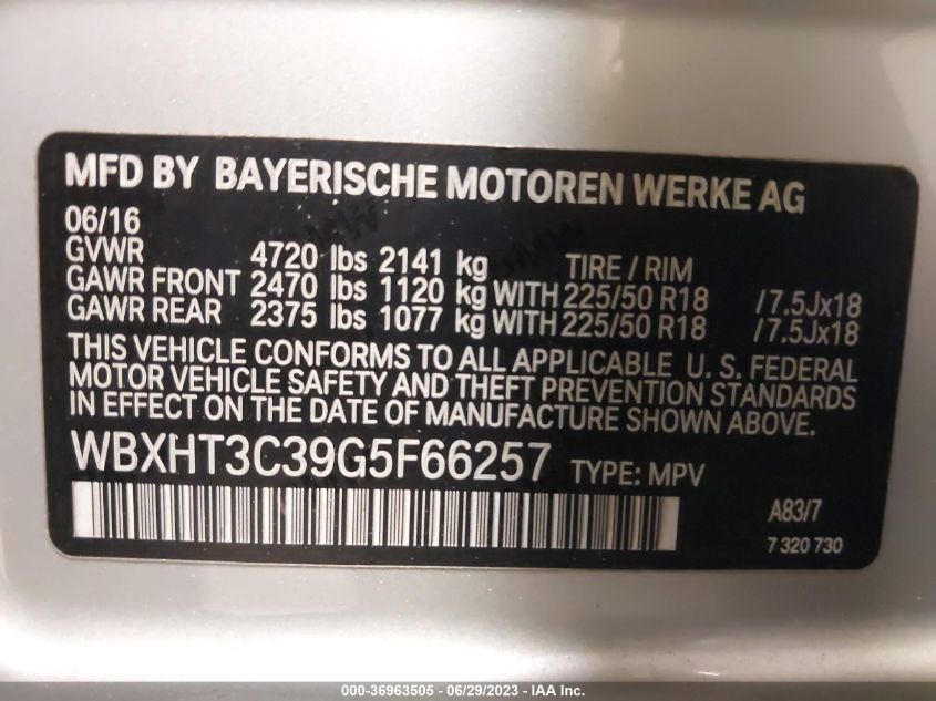 2016 BMW X1 XDRIVE28I - WBXHT3C39G5F66257