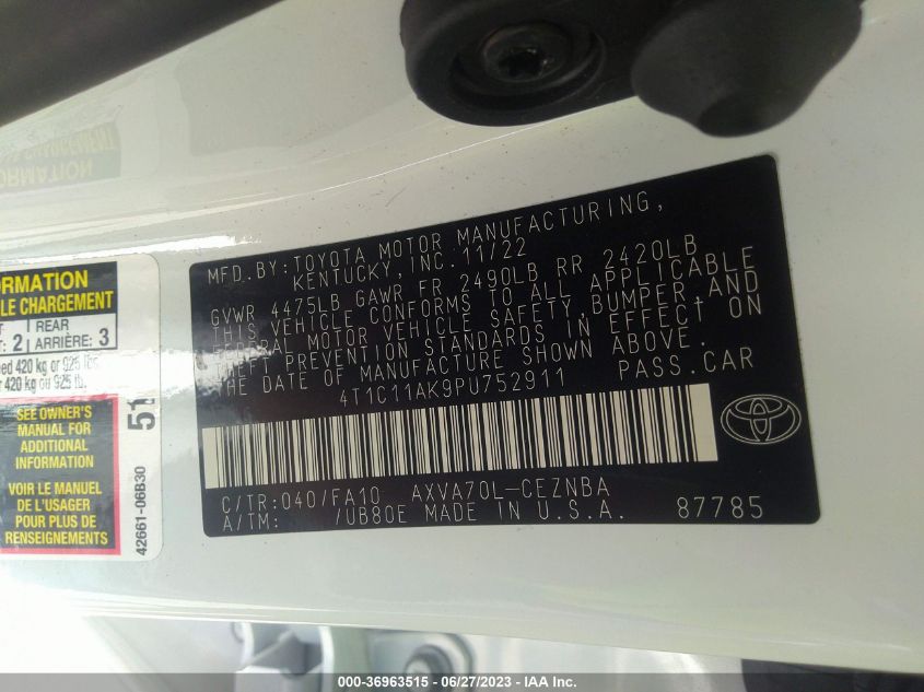 2023 TOYOTA CAMRY LE - 4T1C11AK9PU752911