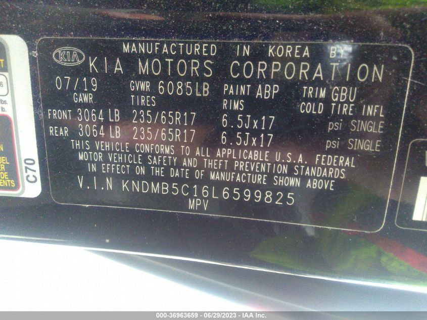 2020 KIA SEDONA LX - KNDMB5C16L6599825