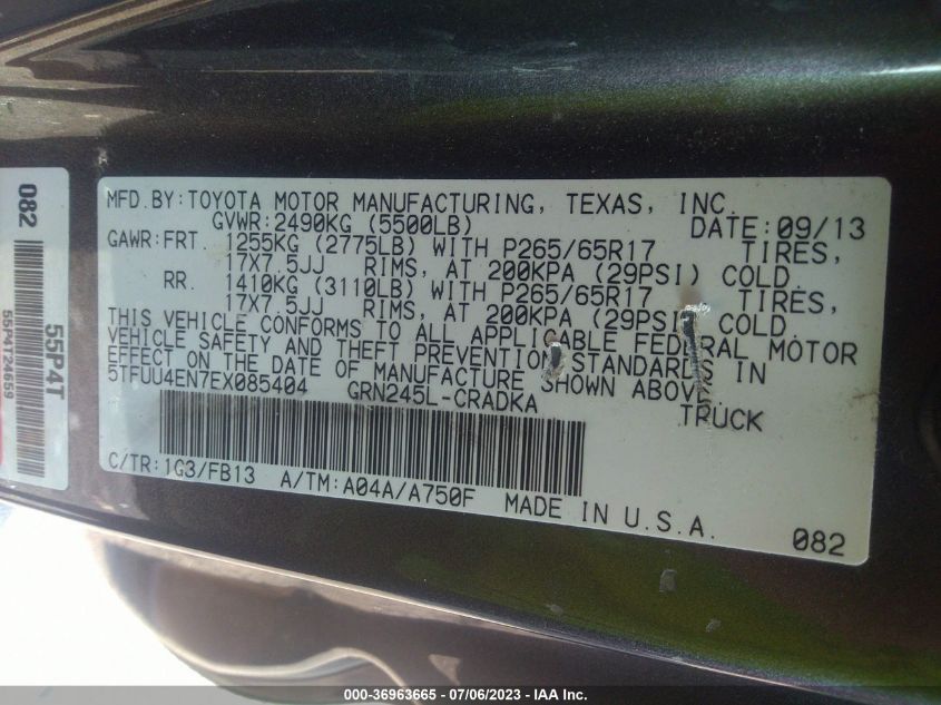 2014 TOYOTA TACOMA - 5TFUU4EN7EX085404