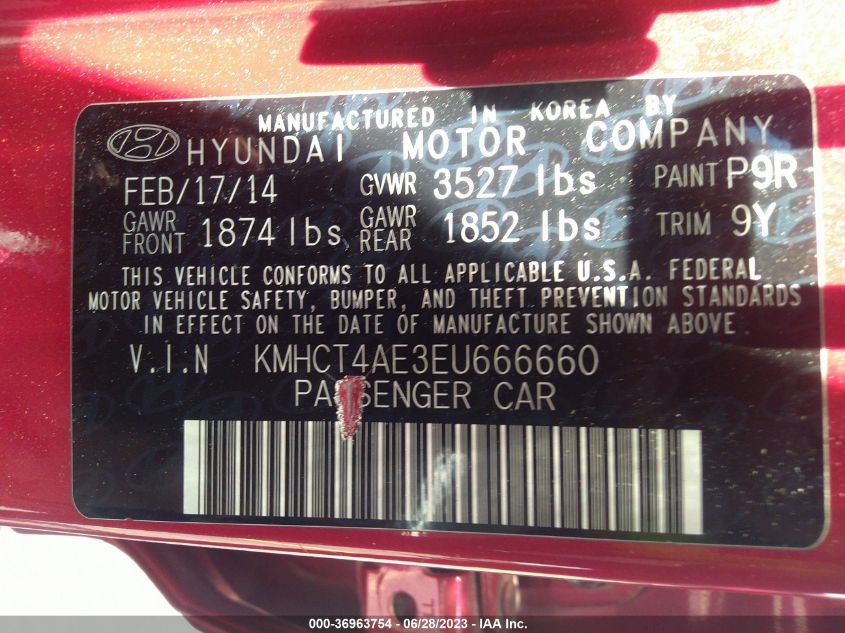 2014 HYUNDAI ACCENT GLS/GS - KMHCT4AE3EU666660
