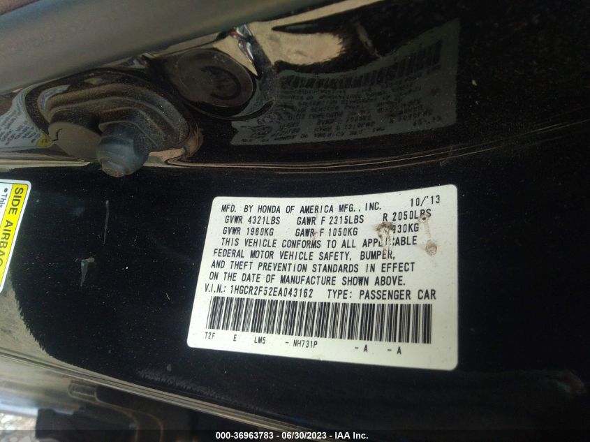 2014 HONDA ACCORD SEDAN SPORT - 1HGCR2F52EA043162
