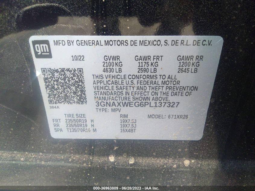 2023 CHEVROLET EQUINOX RS - 3GNAXWEG6PL137327