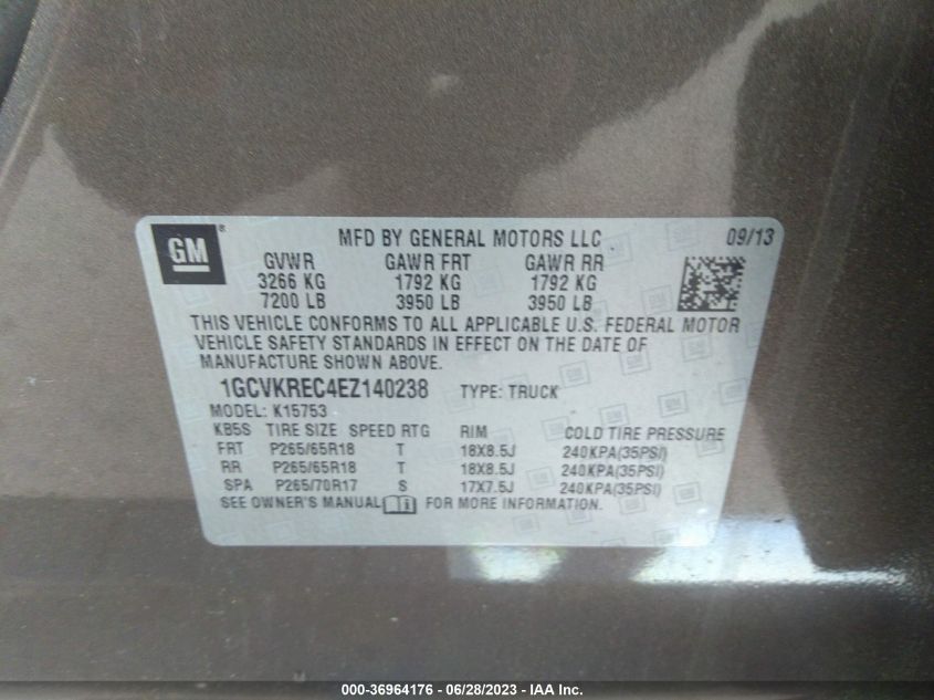 2014 CHEVROLET SILVERADO 1500 LT - 1GCVKREC4EZ140238