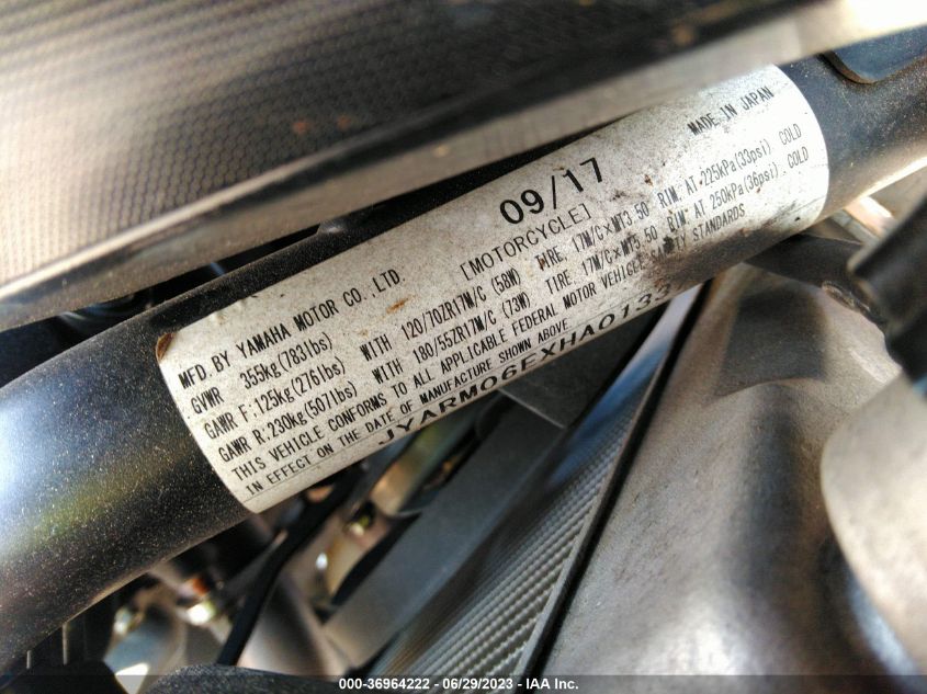 2017 YAMAHA FZ07 JYARM06EXHA013371