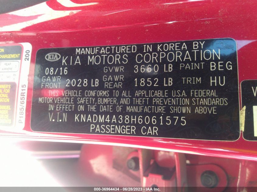 2017 KIA RIO LX - KNADM4A38H6061575