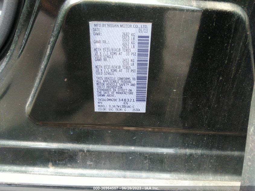 2013 INFINITI JX - 5N1AL0MN2DC348321