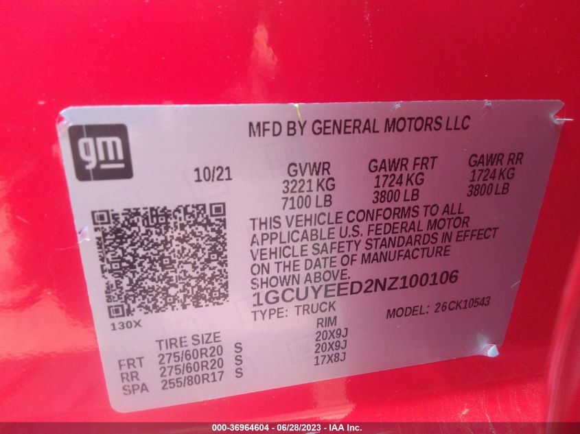 2022 CHEVROLET SILVERADO 1500 LTD RST - 1GCUYEED2NZ100106