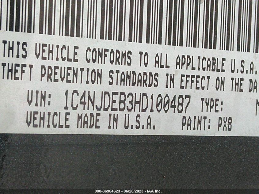 2017 JEEP COMPASS HIGH ALTITUDE - 1C4NJDEB3HD100487