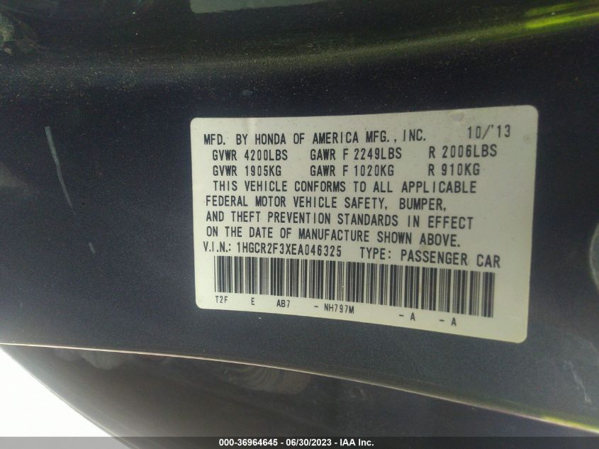 2014 HONDA ACCORD SEDAN LX - 1HGCR2F3XEA046325