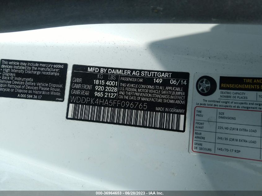 2015 MERCEDES-BENZ SLK-CLASS SLK 250 - WDDPK4HA5FF096765