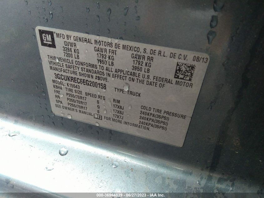 2014 CHEVROLET SILVERADO 1500 LT - 3GCUKREC6EG200158