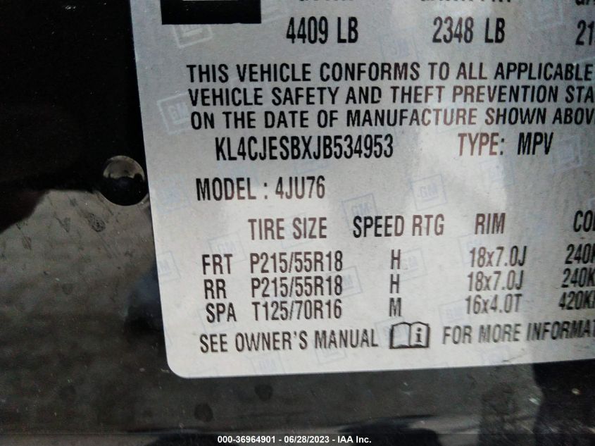 2018 BUICK ENCORE PREFERRED - KL4CJESBXJB534953