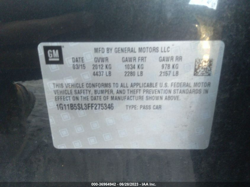 2015 CHEVROLET MALIBU LS - 1G11B5SL3FF275346